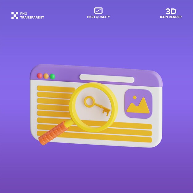 Parola chiave PSD Illustrazione 3D