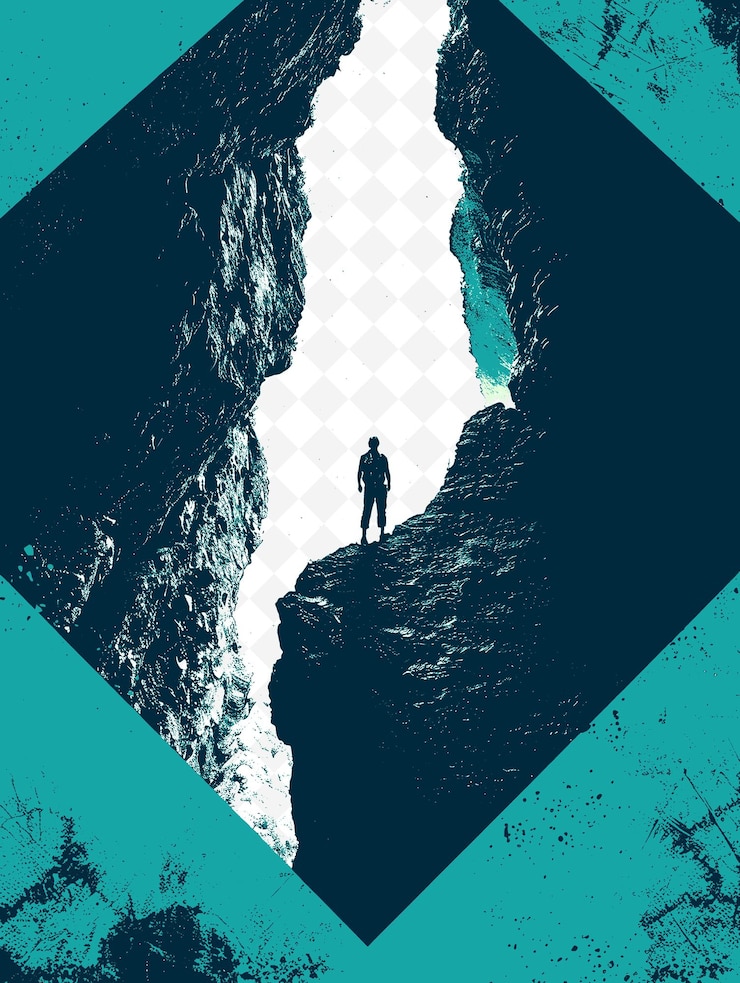 PSD parque nacional chapada diamantina con una cueva y un excursionista a r ilustración vida y cultura brasileña