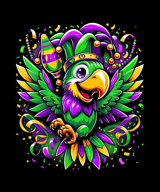 PSD parrot mardi gras parade du carnaval costume de l'amoureux des oiseaux