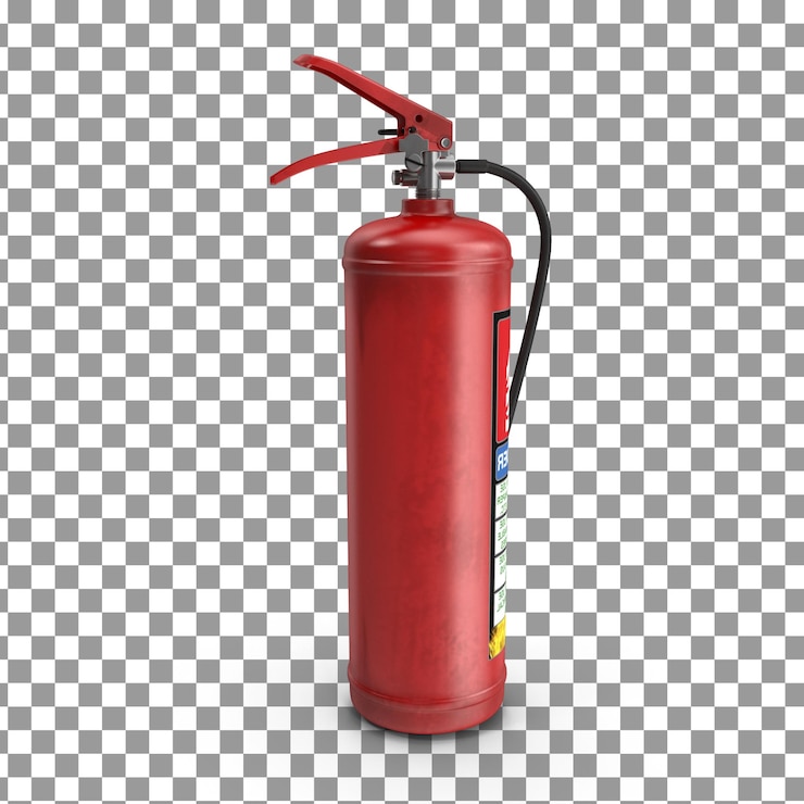 PSD la parte superior del extintor de incendios psd 3d en un fondo aislado y transparente