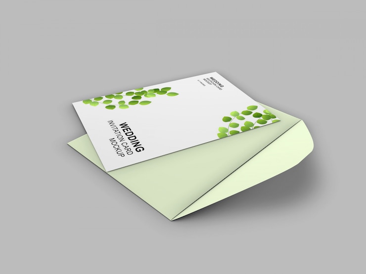 PSD partecipazione di nozze elegante semplice e pulita con modello di busta mockup