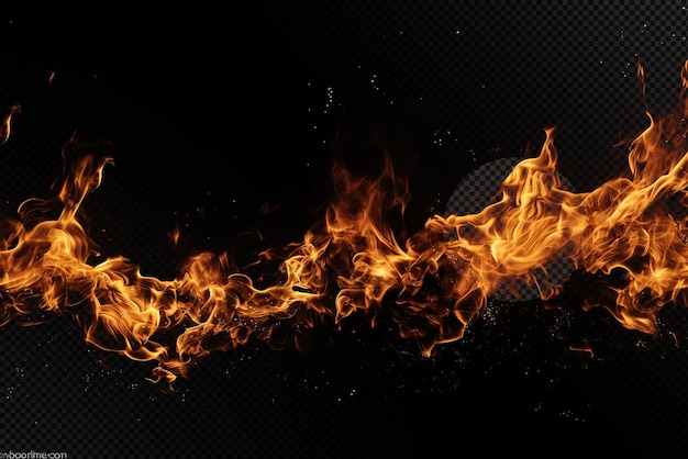 Particelle di scintilla di fiamma di fuoco sullo sfondo trasparente