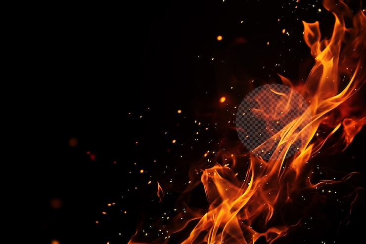 PSD particelle di scintilla di fiamma di fuoco sullo sfondo trasparente