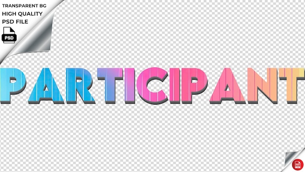 PSD participante tipografia arco-íris colorido texto textura psd transparente