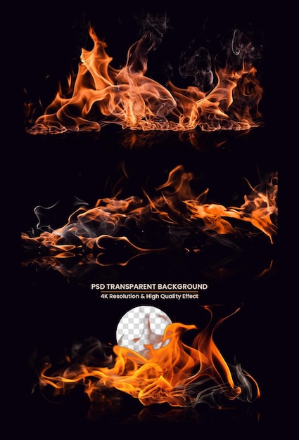 Partículas de chispas de fuego con llamas llama de fuego ardiente fondo transparente