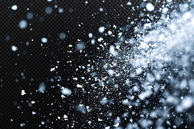 PSD partículas de copos de nieve en un fondo transparente
