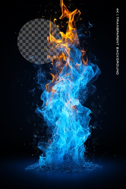 PSD partículas de chamas azuis realistas em fundo transparente