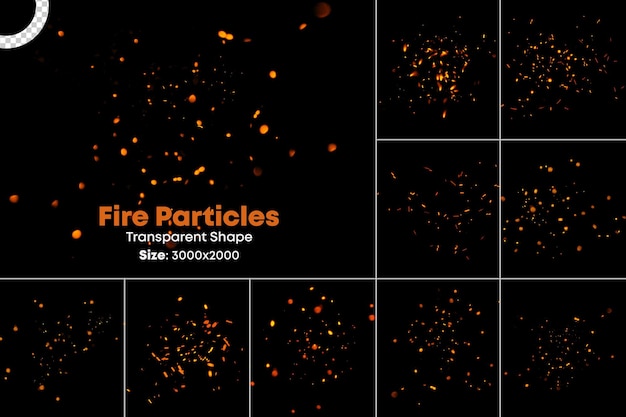 PSD partículas de fogo e faíscas com fundo transparente