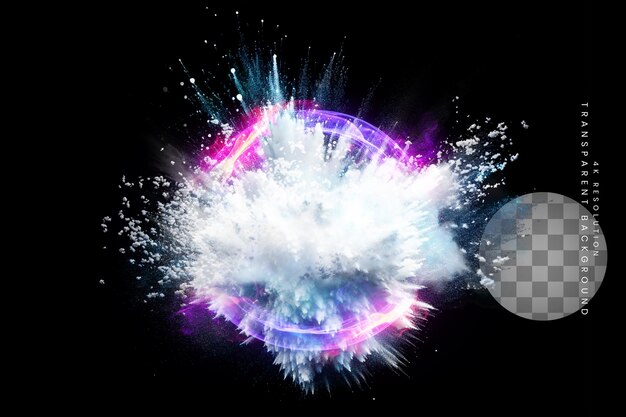 Partículas de nieve aisladas y círculo brillante sobre un fondo transparente