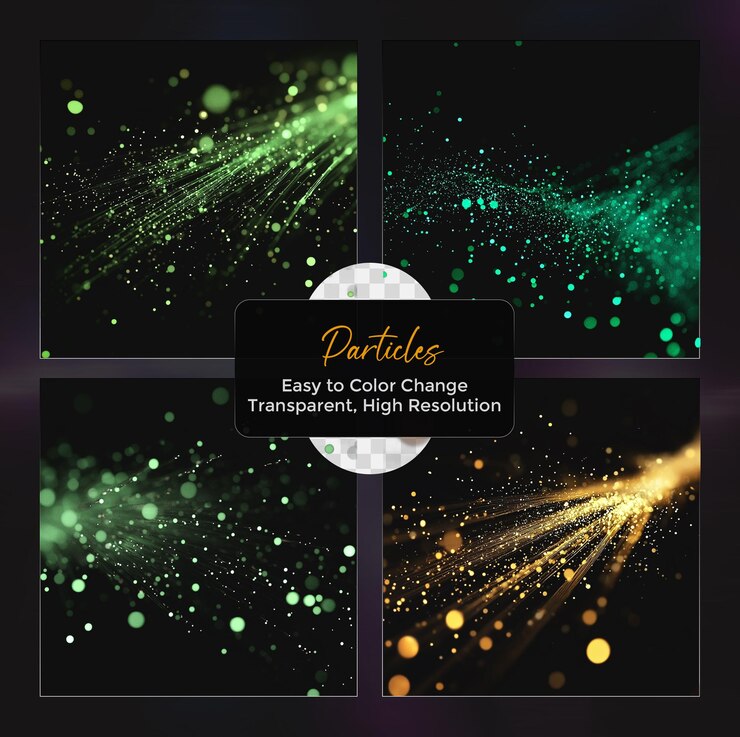 PSD particulas de onda brillantes abstractas en un fondo transparente
