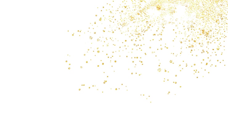 PSD particules d'or brillant dispersées isolées sur un fond transparent