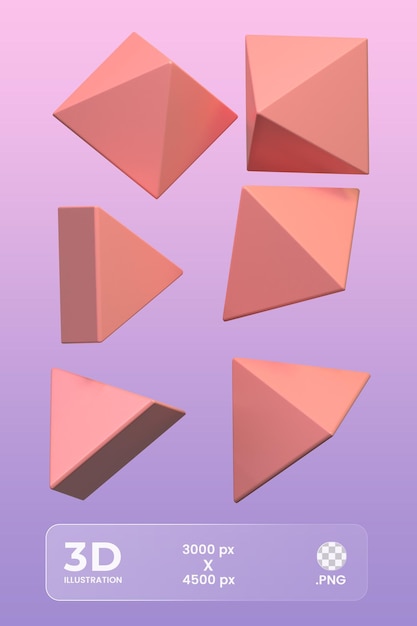 PSD partikel geometrie dekoration pyramide 3d-symbol 3d-rendering 3d-darstellung
