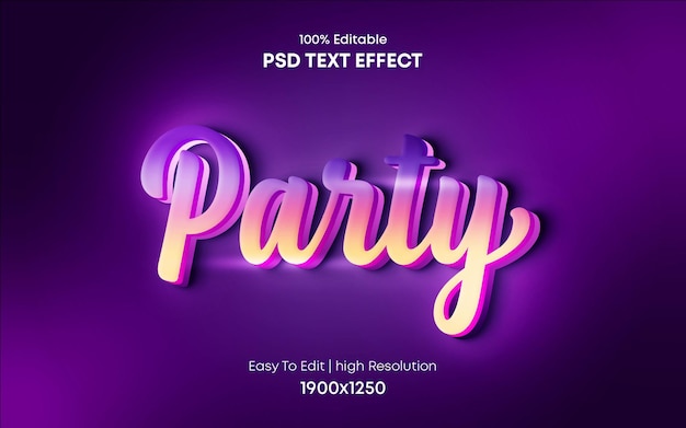 Party 3d PSD-Texteffektvorlage