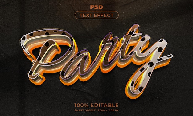Party 3d stile effetto testo modificabile con sfondo