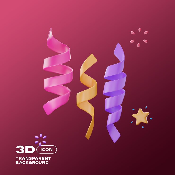 PSD party celebration surprise 3d icon png template