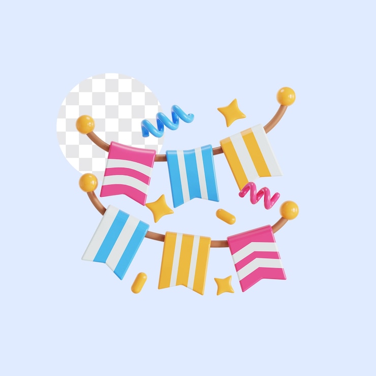 PSD party decoration 3d illustration