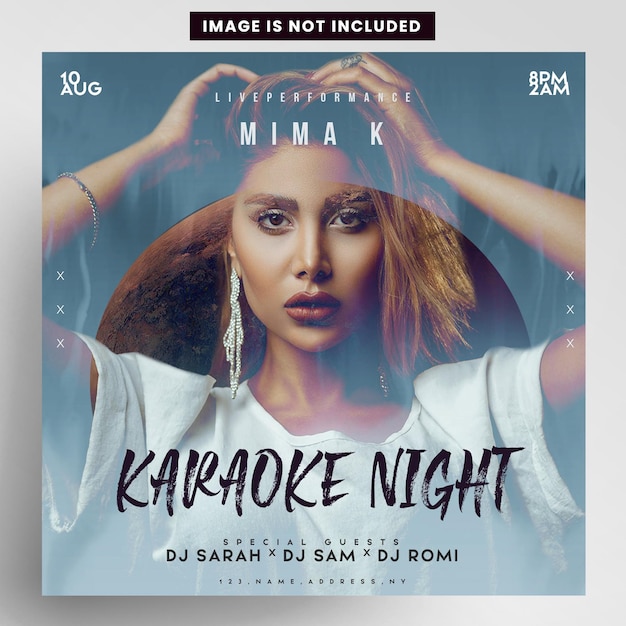 Party event karaoke instagram banner flyer design