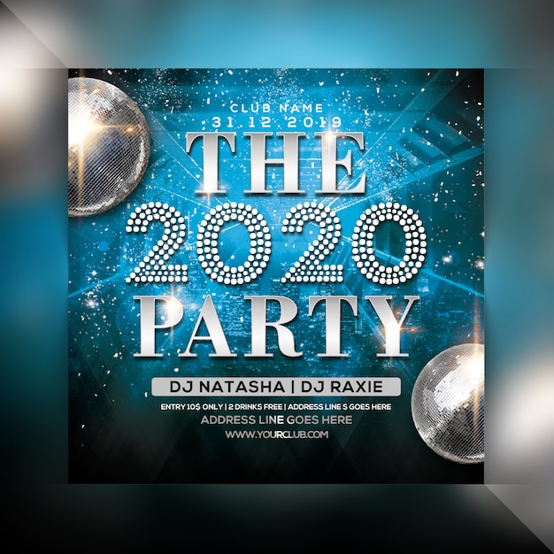 PSD party-flyer des neuen jahres 2020