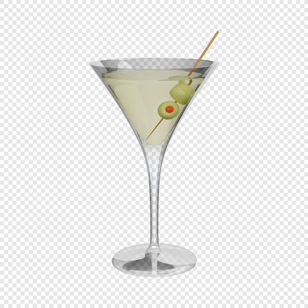 PSD party martini glas feier getränke 3d-rendering