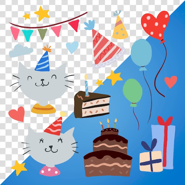 Party png Aufkleber Geburtstag Clipart-Set