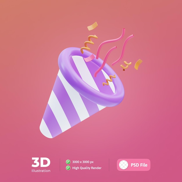 Party Popper Anniversaire Illustration 3d