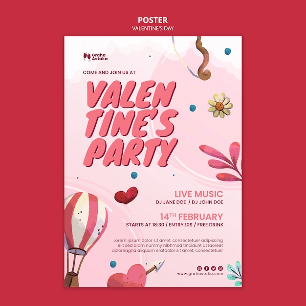 PSD partyposter zum valentinstag