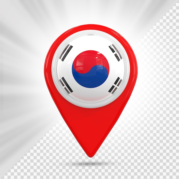 PSD pasador de mapa con la bandera de corea