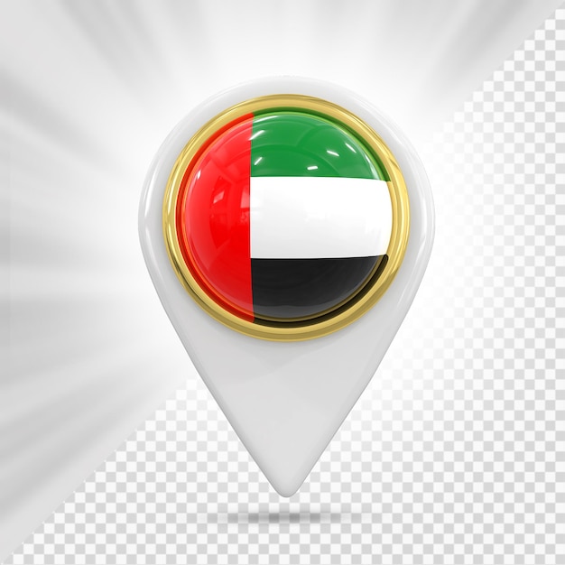 PSD pasador de mapa con la bandera de los emiratos árabes unidos