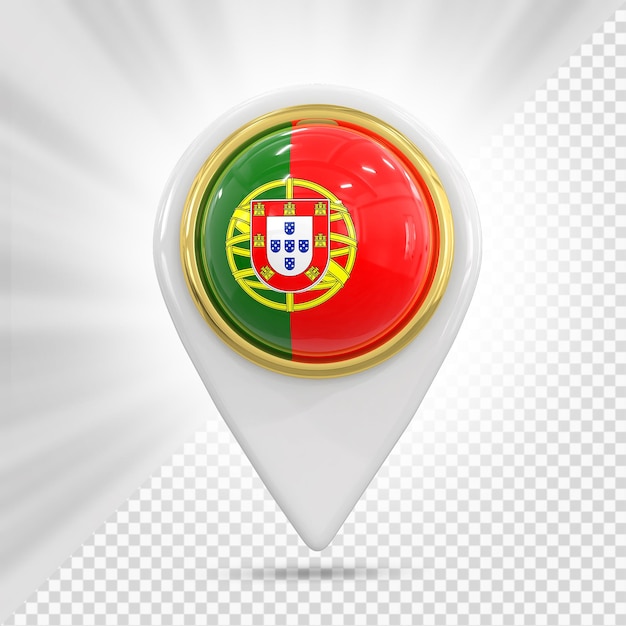 Pasador de mapa con la bandera de portugal