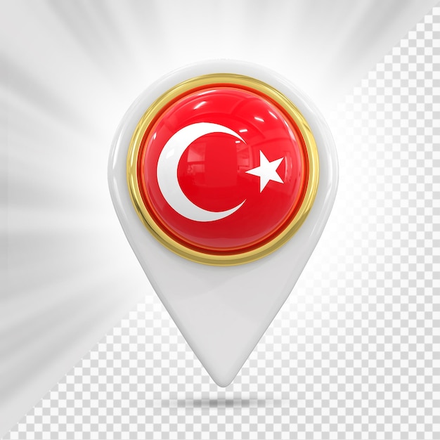 Pasador de mapa con la bandera de turquía