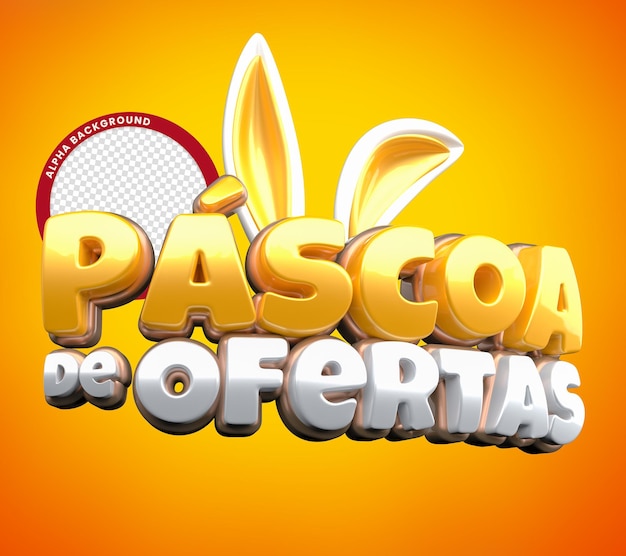 PSD pascua ofrece texto 3d en color amarillo