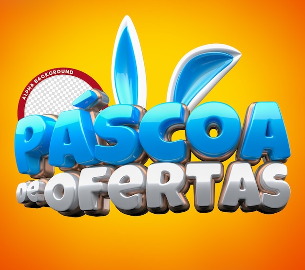 PSD pascua ofrece texto 3d en color azul