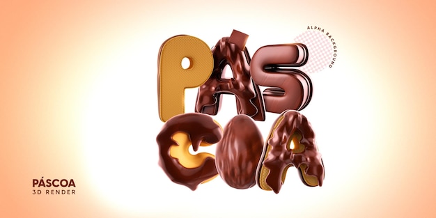 Pascua en portugués 3d render etiqueta realista aislada sobre fondo transparente PSD Premium