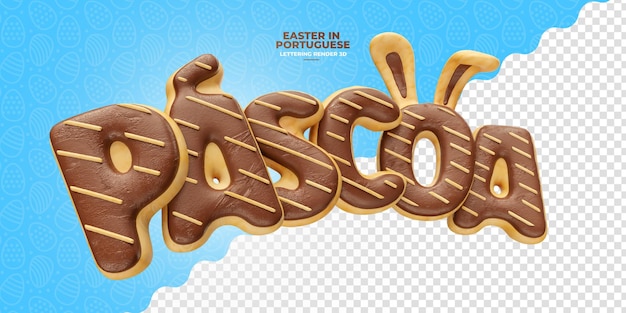 PSD pascua en portugués 3d render etiqueta realista aislado en fondo transparente