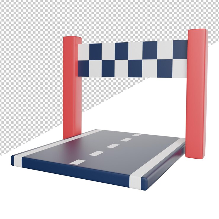 PSD un paso de peatones con un acabado de rayas azules y blancas.