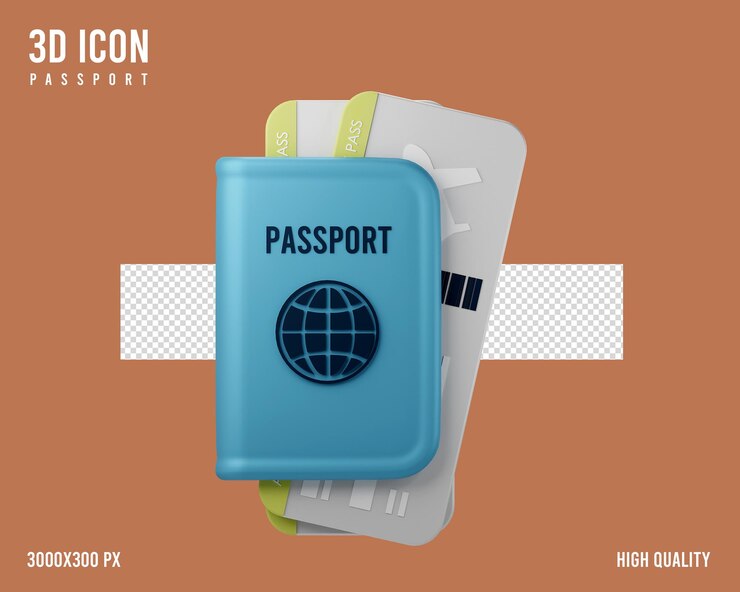 passaporte de ilustração 3D