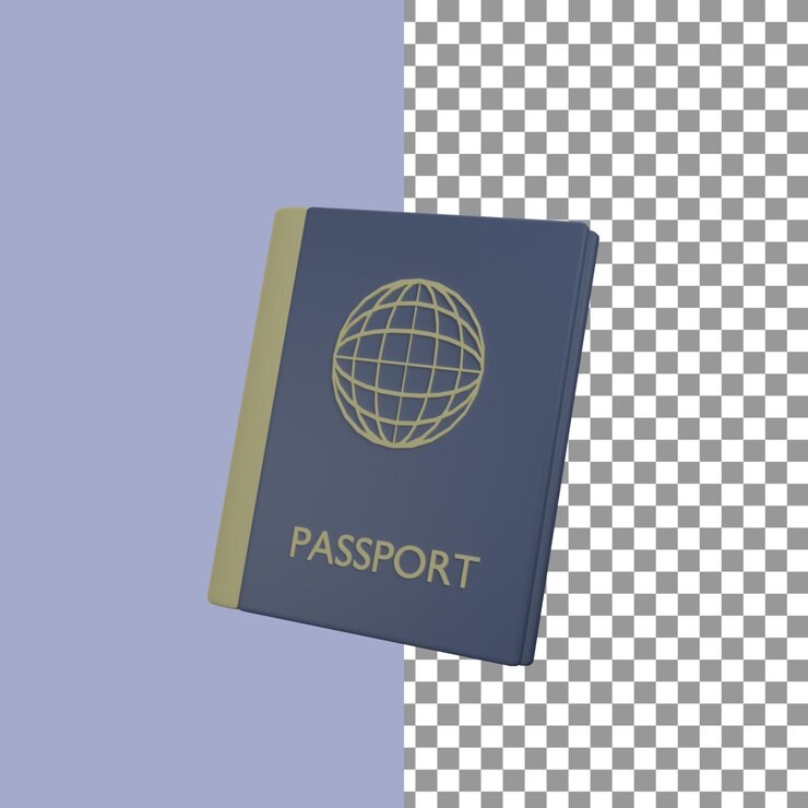 PSD passaporte em renderização 3d para apresentação na web de ativos gráficos ou outros