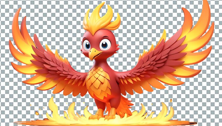 PSD pássaro de fogo fénix mágico