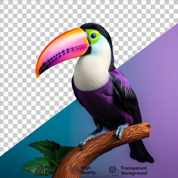 PSD pássaro tropical toucan isolado em fundo transparente inclui arquivo png