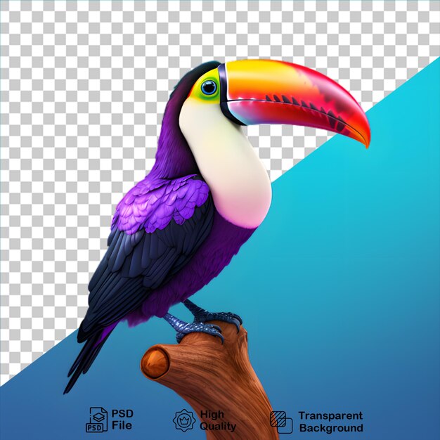 PSD pássaro tropical toucan isolado em fundo transparente inclui arquivo png