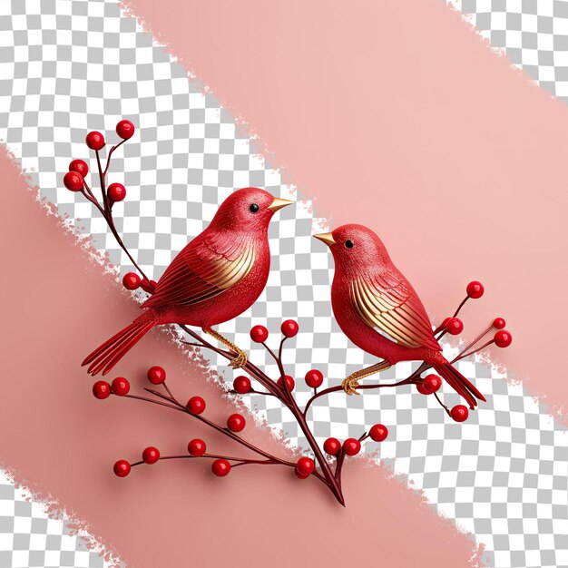 PSD pássaros vermelhos festivos isolados com uma aparência brilhante