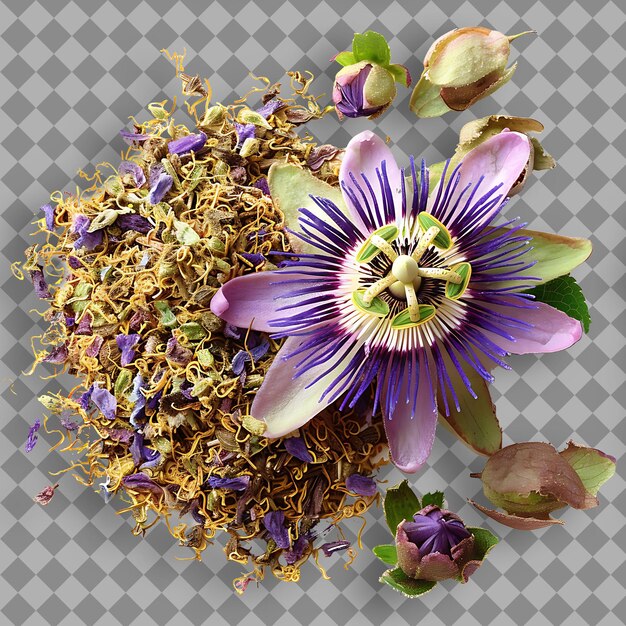 Passionsblume Art des Kräuters Passiflora Incarnata Form des Kräuts Isoliertes Objekt auf sauberem Hintergrund