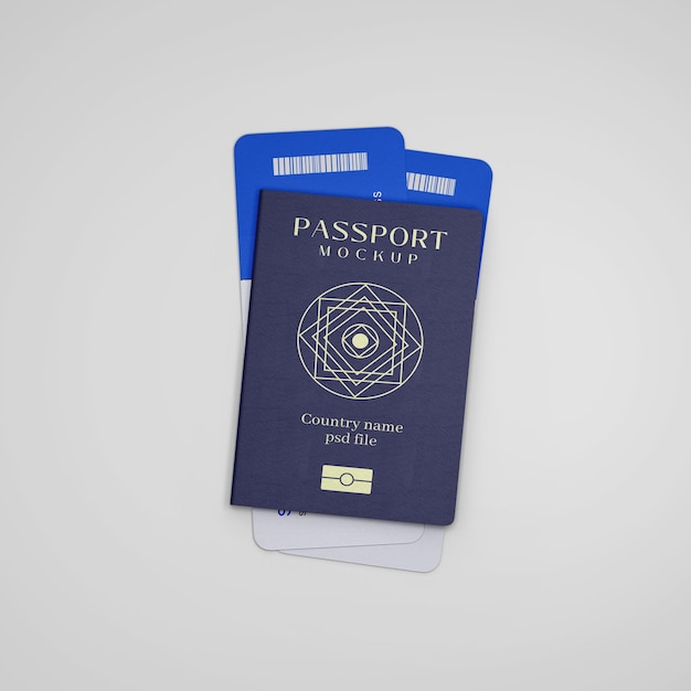 Passumsumschlag mit Boardingpass-Ticket-Mockup