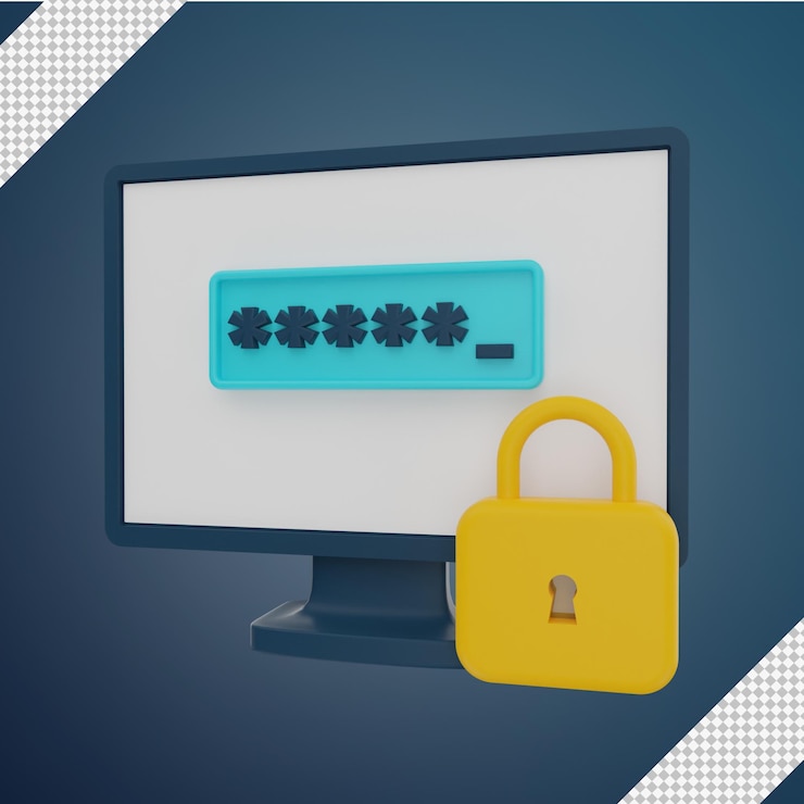 PSD password 3d illustration