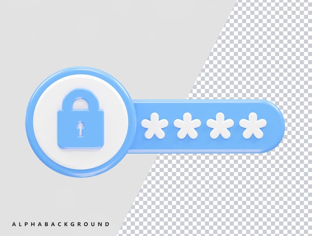 Password icon rendering illustration 3d element