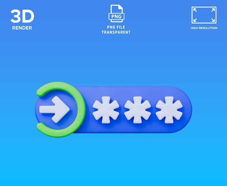 PSD password login 3d icon illustration