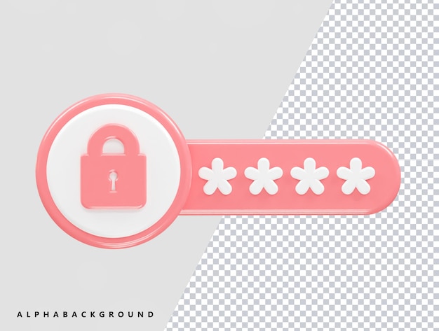 Passwort-Icon-Rendering-Illustration 3D-Element
