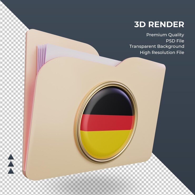 PSD pasta 3d bandeira da alemanha renderizando a vista esquerda