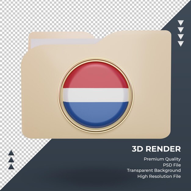 PSD pasta 3d bandeira da holanda renderizando vista frontal