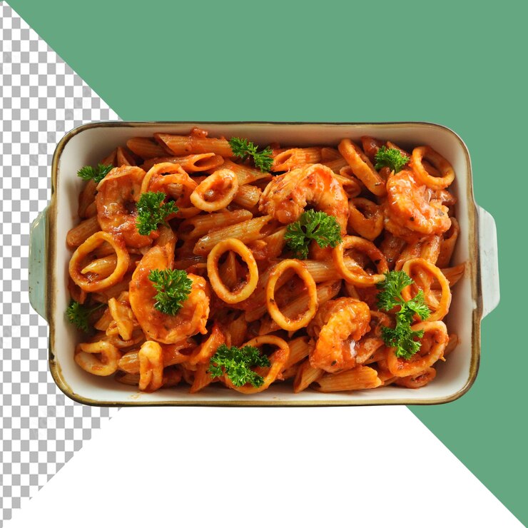 PSD pasta de camarón y calamar